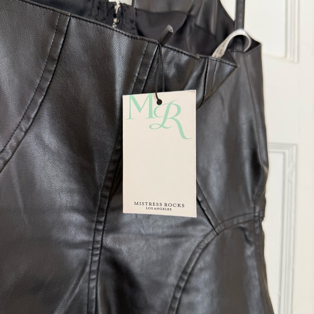 NWT Mistress Rocks Faux Leather Samba Cupped Bustier Dress Black Small Sexy - Picture 10 of 16